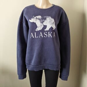 Vintage Topshop Alaska Polar Bear Crewneck Navy Sweater, Women's 8